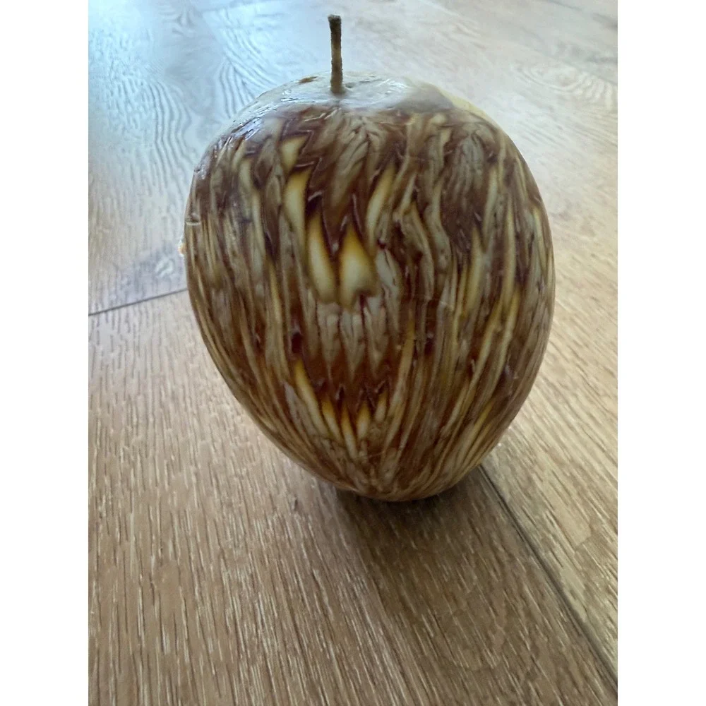 Vintage Hand Poured Wax Owl Candle Brown Marbled Woodland Decor 4 Inch